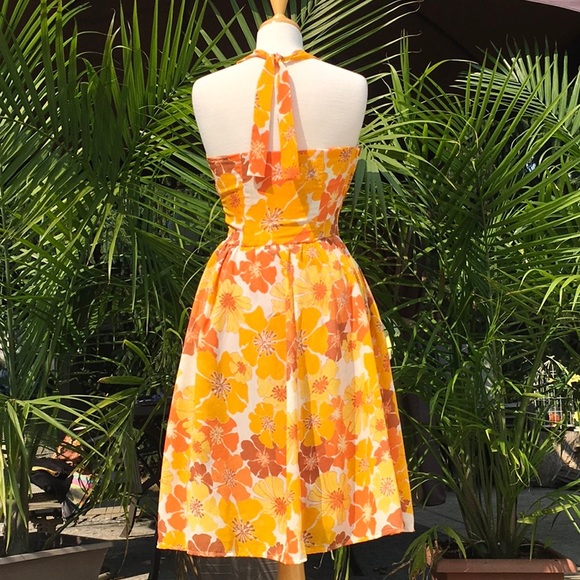 Vintage halter sundress with yellow and orange flowers. - Picture 2 of 2